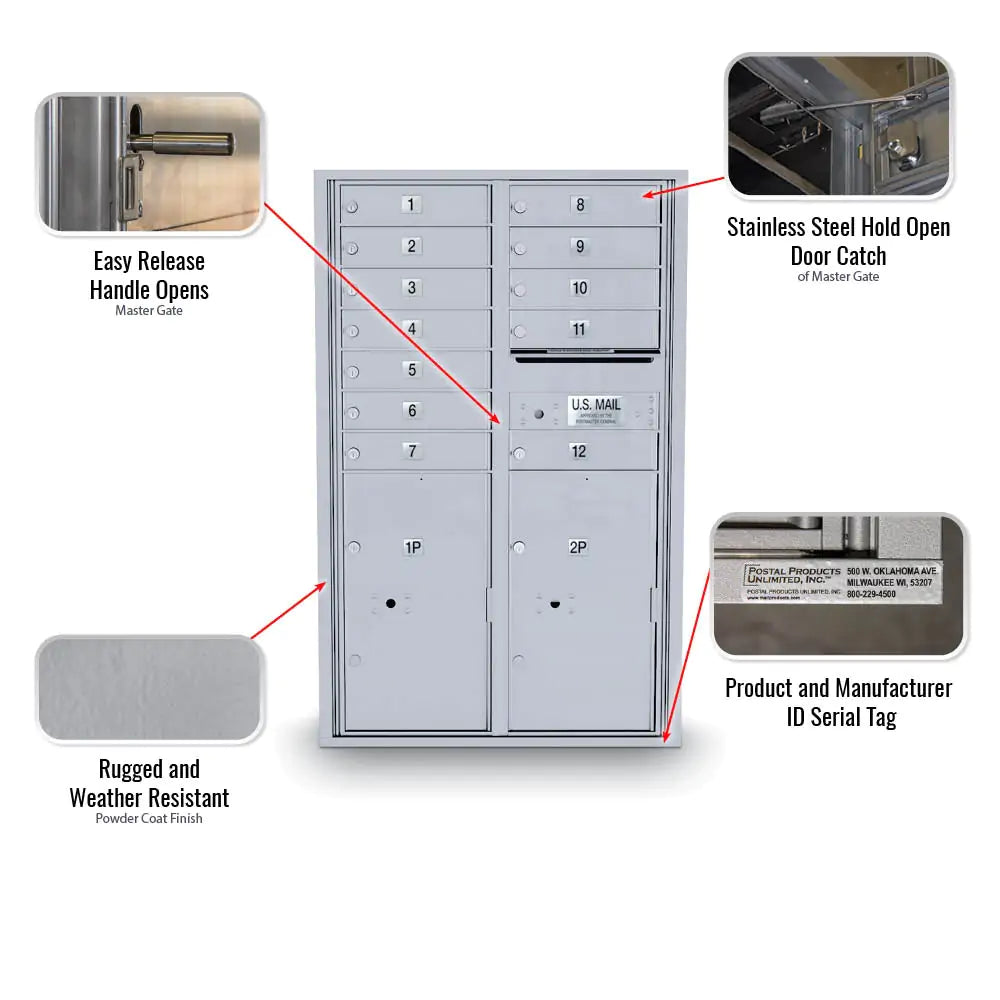 4C Standard Mailbox with 12 Doors & 2 Parcel Lookers