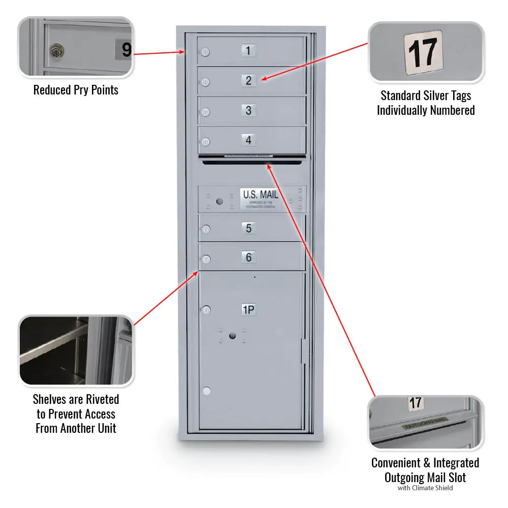 4C Standard Mailbox with 6 Doors & 1 Parcel Locker