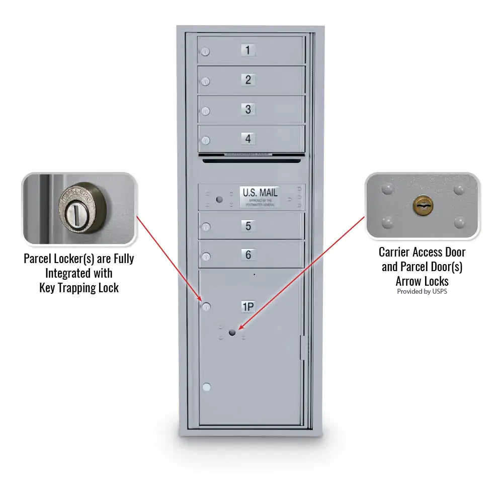 4C Standard Mailbox with 6 Doors & 1 Parcel Locker