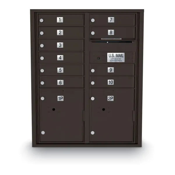 4C Standard Mailbox with 10 Doors & 2 Parcel Lockers