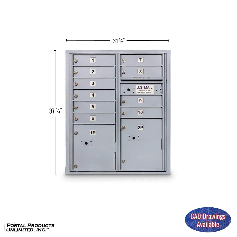 4C Standard Mailbox with 10 Doors & 2 Parcel Lockers