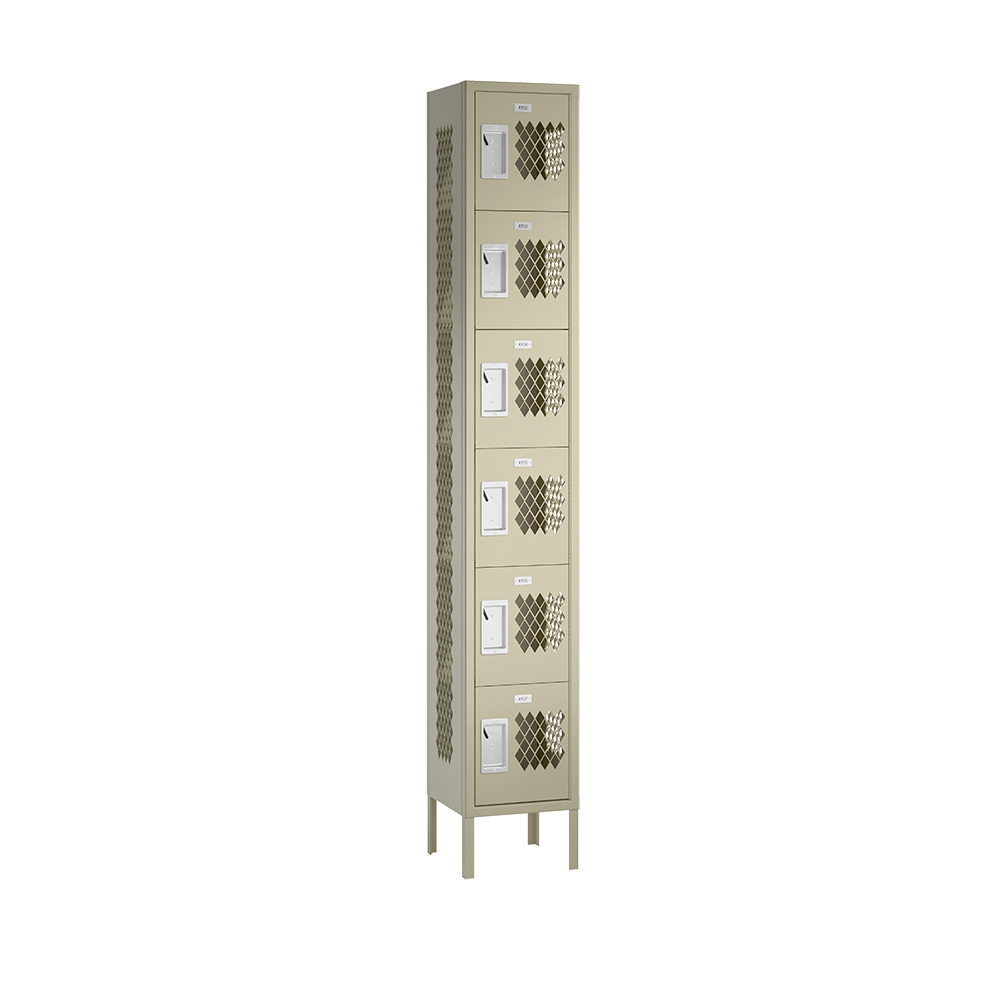 Competitor Athletic Metal Locker — 6 Tier, 1 Wide
