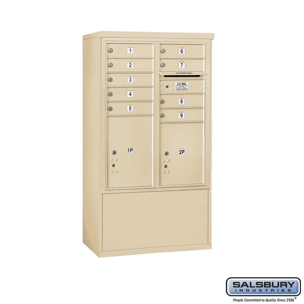 Free-Standing 4C Horizontal Mailbox with 9 Doors & 2 Parcel Lockers