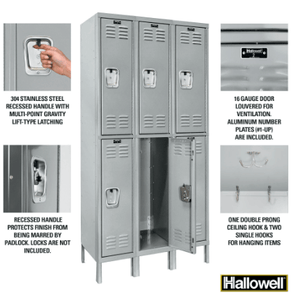 304 Stainless Steel Locker — 2 Tier, 3 Wide