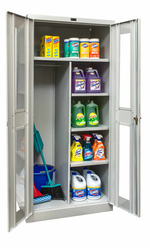 Hallowell 400 Series Commercial Storage+Wardrobe Combination Metal Cabinet — Safety View Door YourLockerStore