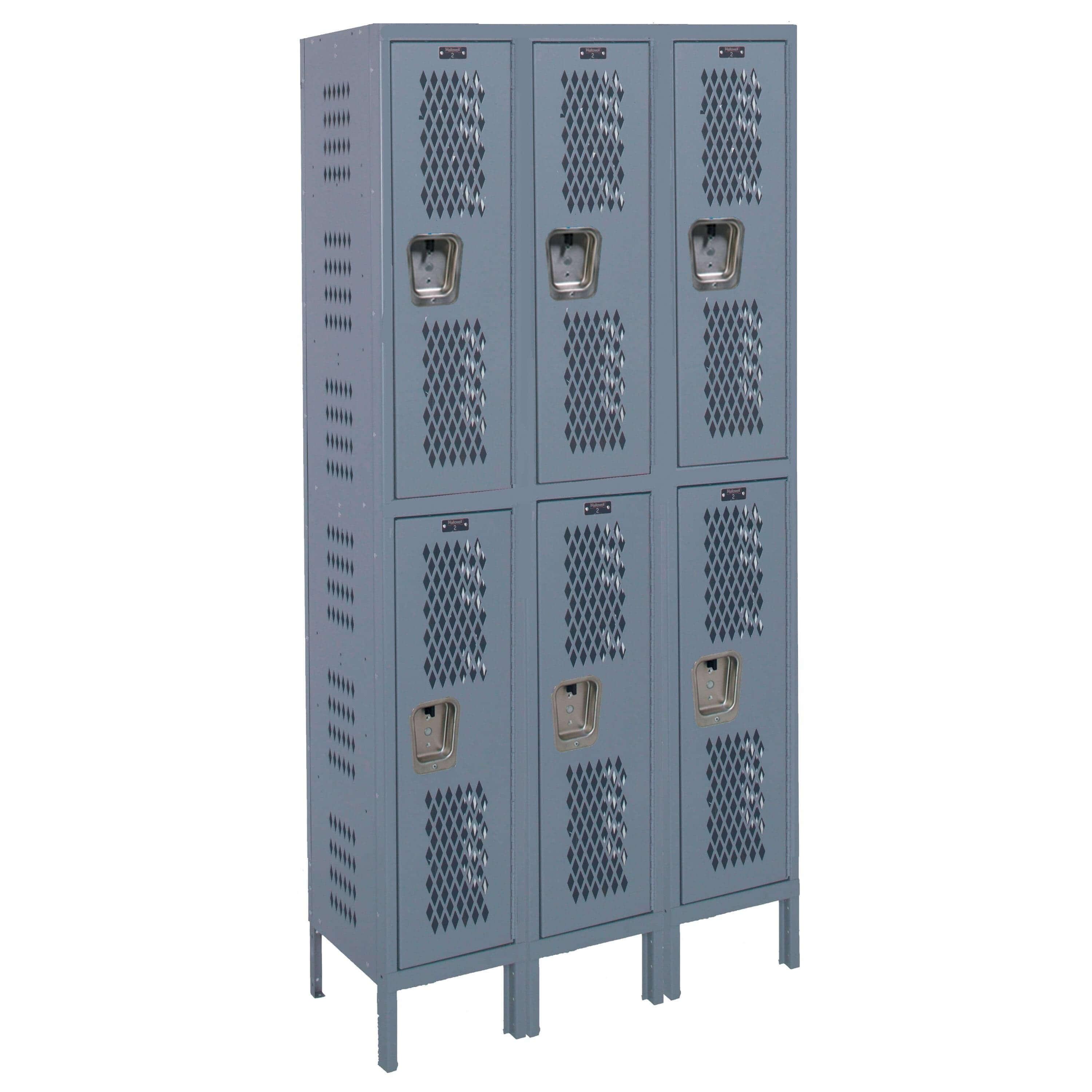 Hallowell Heavy Duty Ventilated Steel Locker — 2 Tier, 3 Wide U3228-2HDV-HG YourLockerStore