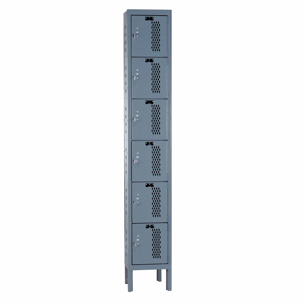 Hallowell Heavy Duty Ventilated Steel Locker — 6 Tier, 1 Wide U1228-6HDV-HG YourLockerStore