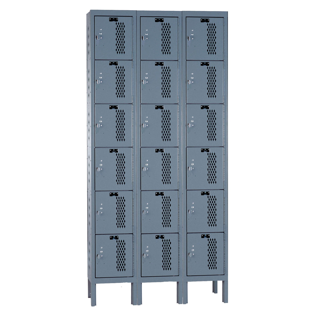 Hallowell Heavy Duty Ventilated Steel Locker — 6 Tier, 3 Wide U3228-6HDV-HG YourLockerStore