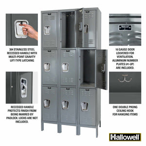 Hallowell Premium Louvered Steel Locker — 3 Tier, 3 Wide YourLockerStore