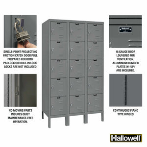 Hallowell Premium Louvered Steel Locker — 5 Tier, 3 Wide YourLockerStore