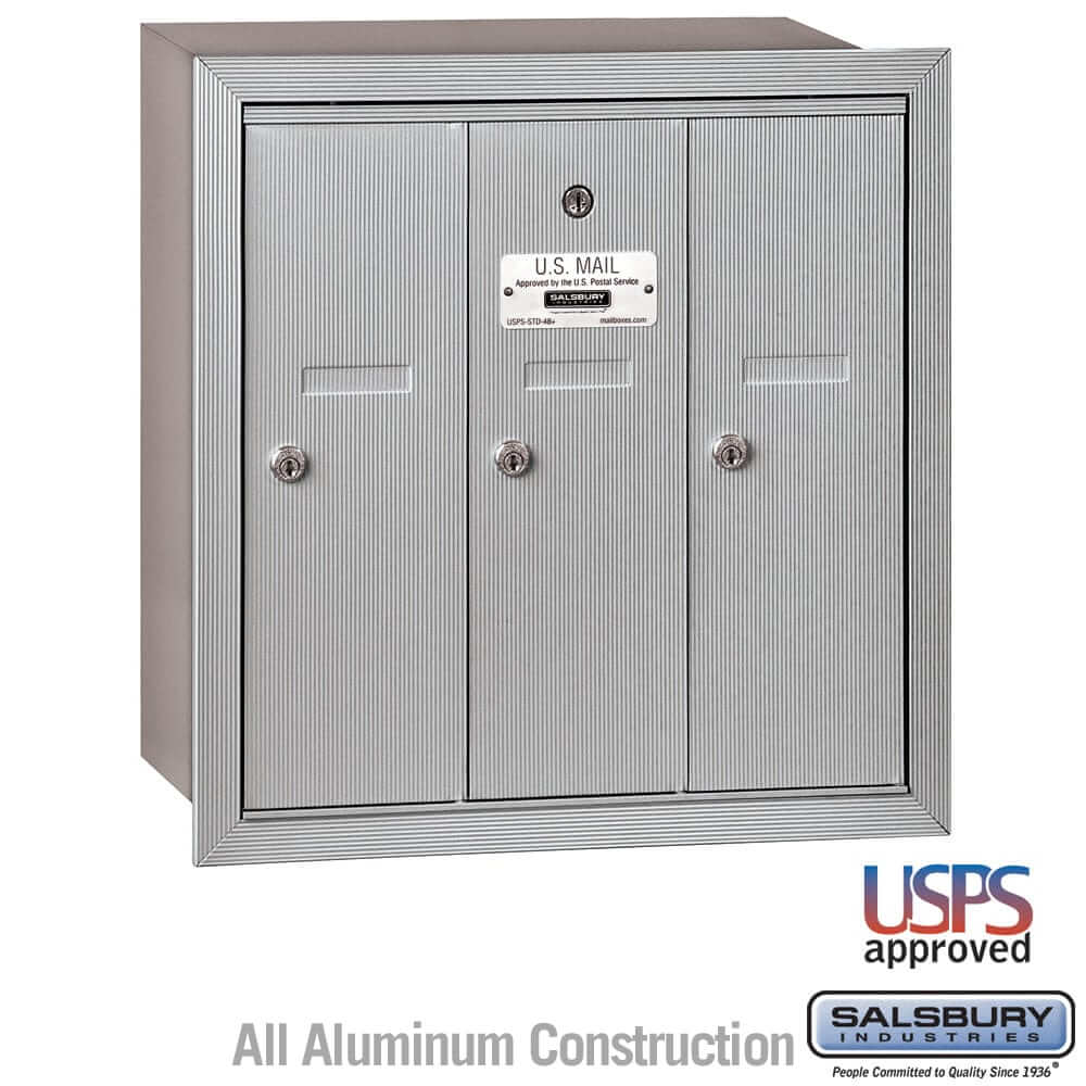 Salsbury Industries 4B+ Vertical Mailbox with USPS Access — 3 Doors 3503ARU 820996537218 YourLockerStore