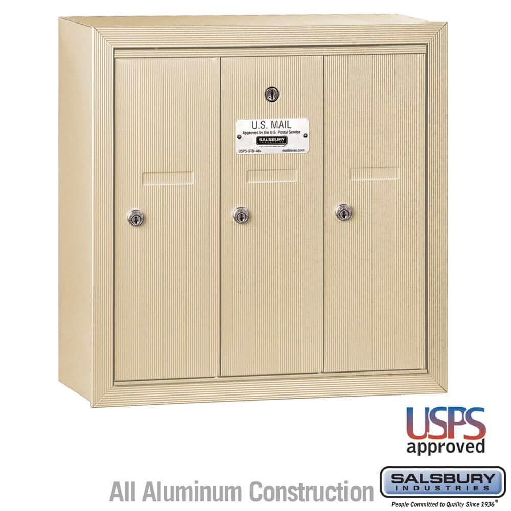 Salsbury Industries 4B+ Vertical Mailbox with USPS Access — 3 Doors 3503SSU 820996416193 YourLockerStore