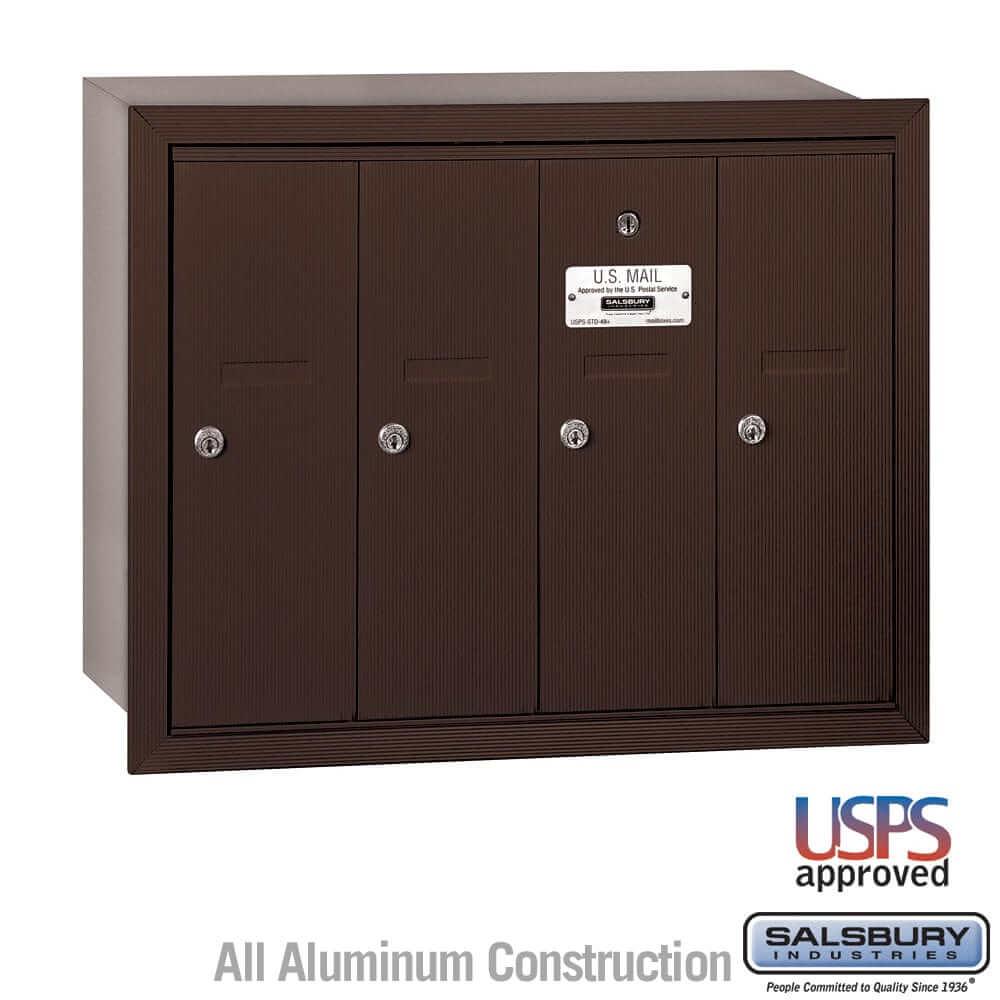 Salsbury Industries 4B+ Vertical Mailbox with USPS Access — 4 Doors 3504ZRU 820996105974 YourLockerStore