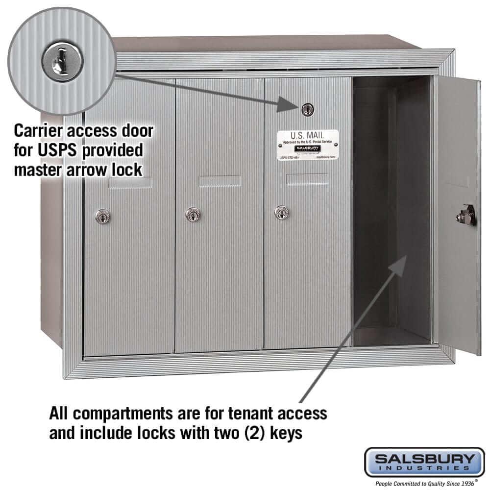 Salsbury Industries 4B+ Vertical Mailbox with USPS Access — 4 Doors YourLockerStore