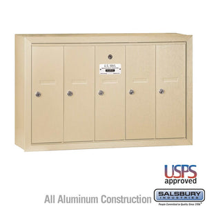 Salsbury Industries 4B+ Vertical Mailbox with USPS Access — 5 Doors 3505SSU 820996416216 YourLockerStore