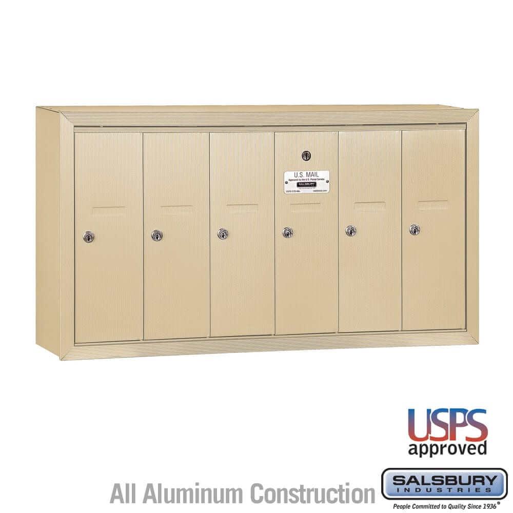 Salsbury Industries 4B+ Vertical Mailbox with USPS Access — 6 Doors 3506SSU 820996416223 YourLockerStore
