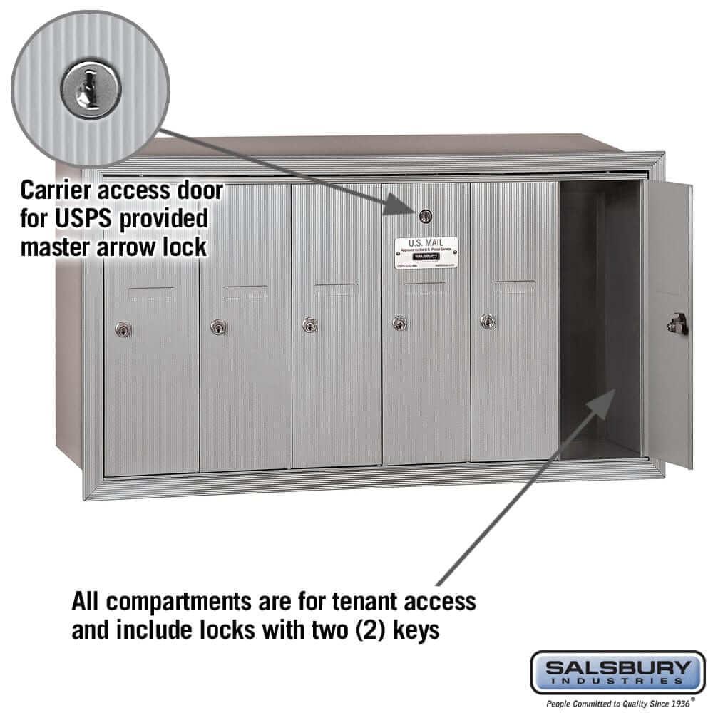Salsbury Industries 4B+ Vertical Mailbox with USPS Access — 6 Doors YourLockerStore