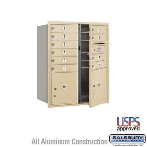 Salsbury Industries 4C Horizontal Mailbox with USPS Access — 10 Door High [10 Doors + 2 Parcel Lockers] 3710D-10SFU 820996624062 YourLockerStore