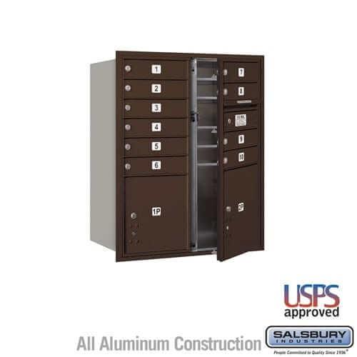Salsbury Industries 4C Horizontal Mailbox with USPS Access — 10 Door High [10 Doors + 2 Parcel Lockers] 3710D-10ZFU 820996624079 YourLockerStore