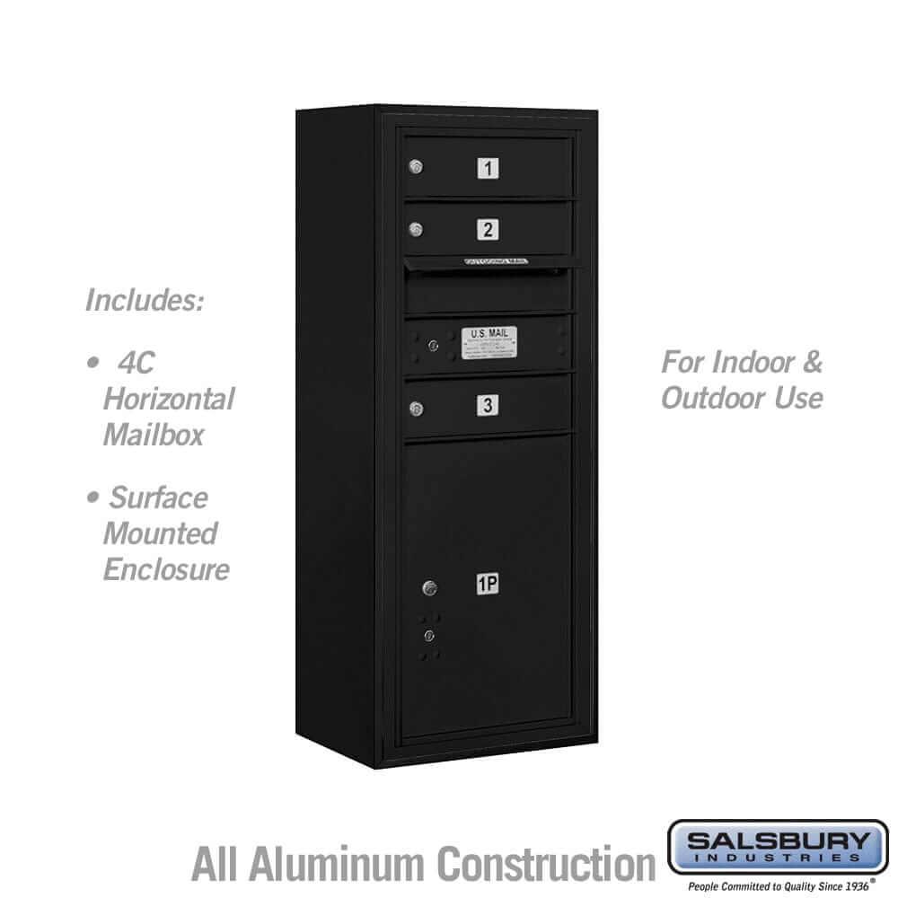 Salsbury Industries 4C Horizontal Mailbox with USPS Access — 10 Door High [3 Doors + 1 Parcel Locker] 3810S-03BFU 820996626165 YourLockerStore