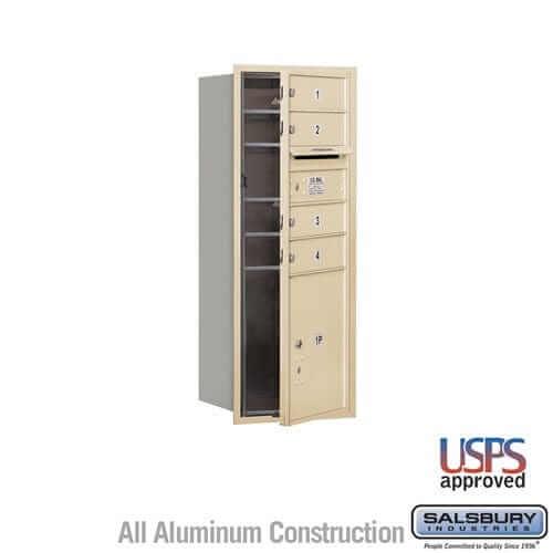 Salsbury Industries 4C Horizontal Mailbox with USPS Access — 10 Door High [4 Doors + 1 Parcel Locker] 3710S-04SFU 820996468420 YourLockerStore