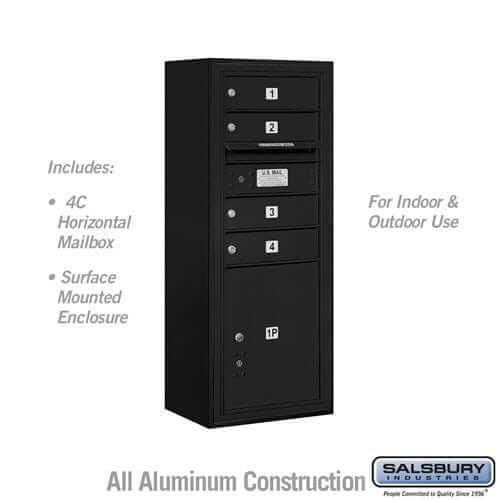 Salsbury Industries 4C Horizontal Mailbox with USPS Access — 10 Door High [4 Doors + 1 Parcel Locker] 3810S-04BFU 820996626158 YourLockerStore
