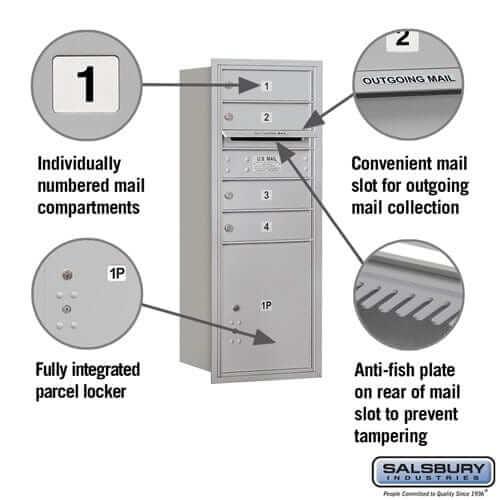 Salsbury Industries 4C Horizontal Mailbox with USPS Access — 10 Door High [4 Doors + 1 Parcel Locker] YourLockerStore