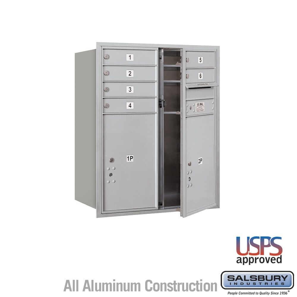 Salsbury Industries 4C Horizontal Mailbox with USPS Access — 10 Door High [6 Doors + 2 Parcel Lockers] 3710D-06AFU 820996468086 YourLockerStore