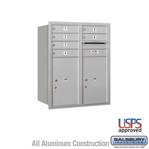 Salsbury Industries 4C Horizontal Mailbox with USPS Access — 10 Door High [6 Doors + 2 Parcel Lockers] 3710D-06ARU 820996468123 YourLockerStore