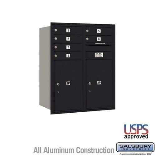 Salsbury Industries 4C Horizontal Mailbox with USPS Access — 10 Door High [6 Doors + 2 Parcel Lockers] 3710D-06BRU 820996625007 YourLockerStore