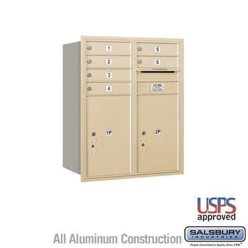 Salsbury Industries 4C Horizontal Mailbox with USPS Access — 10 Door High [6 Doors + 2 Parcel Lockers] 3710D-06SRU 820996468147 YourLockerStore