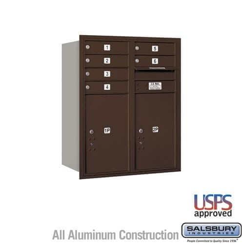 Salsbury Industries 4C Horizontal Mailbox with USPS Access — 10 Door High [6 Doors + 2 Parcel Lockers] 3710D-06ZRU 820996468154 YourLockerStore