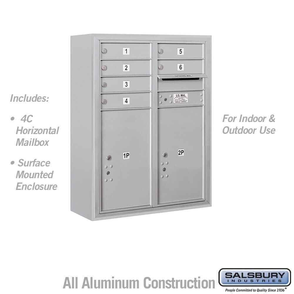 Salsbury Industries 4C Horizontal Mailbox with USPS Access — 10 Door High [6 Doors + 2 Parcel Lockers] 3810D-06AFU 820996591036 YourLockerStore