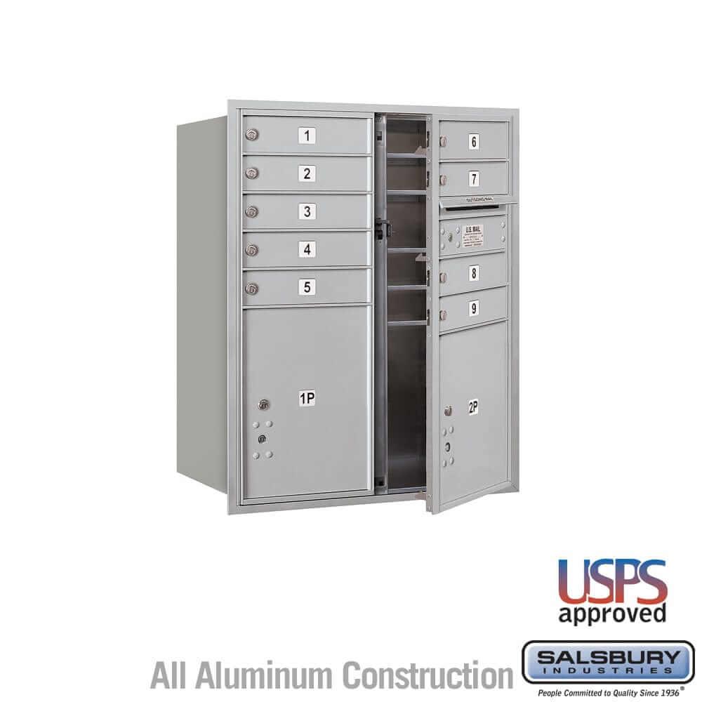 Salsbury Industries 4C Horizontal Mailbox with USPS Access — 10 Door High [9 Doors and 2 Parcel Lockers] 3710D-09AFU 820996467928 YourLockerStore