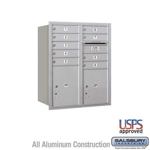 Salsbury Industries 4C Horizontal Mailbox with USPS Access — 10 Door High [9 Doors and 2 Parcel Lockers] 3710D-09ARU 820996467966 YourLockerStore
