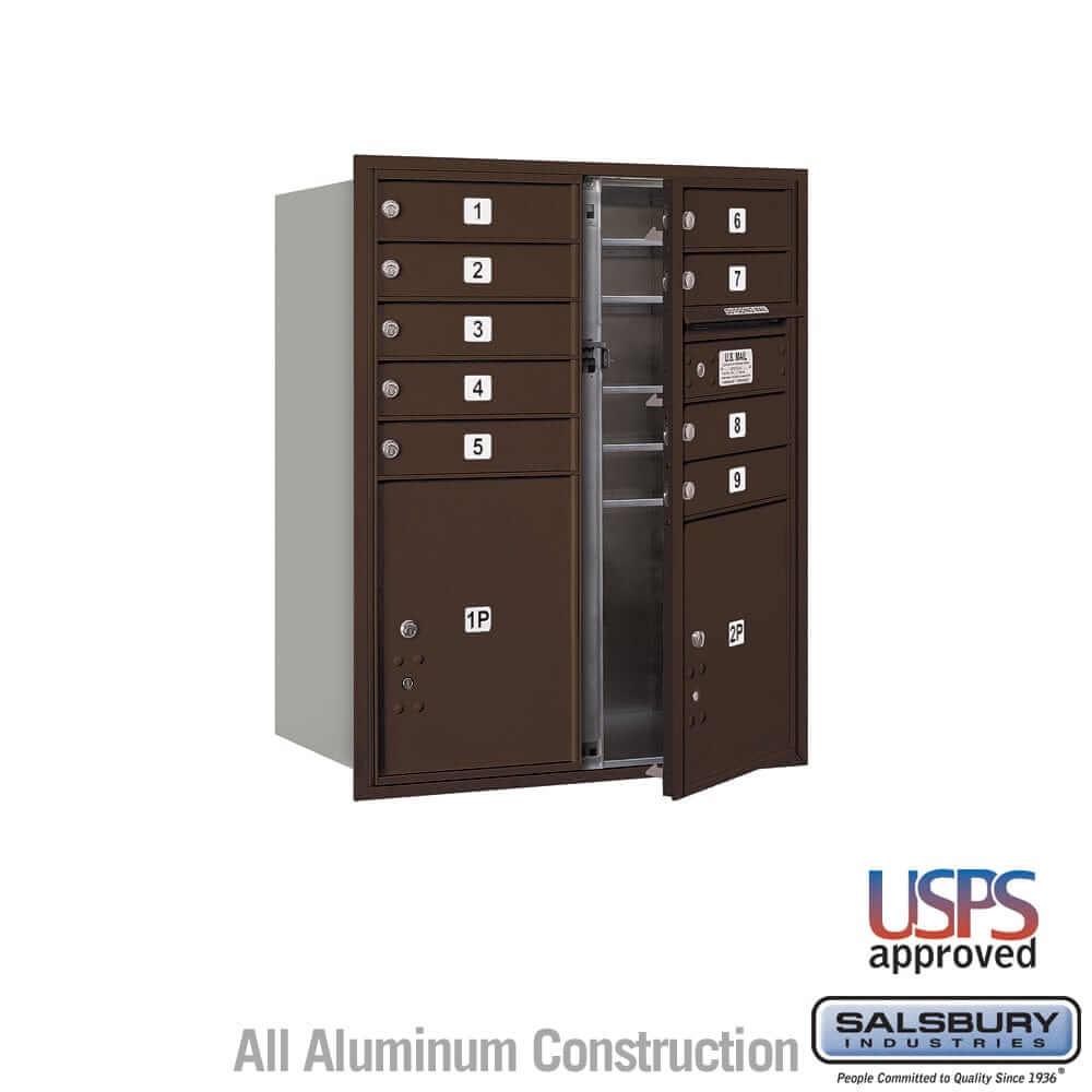 Salsbury Industries 4C Horizontal Mailbox with USPS Access — 10 Door High [9 Doors and 2 Parcel Lockers] 3710D-09ZFU 820996467959 YourLockerStore