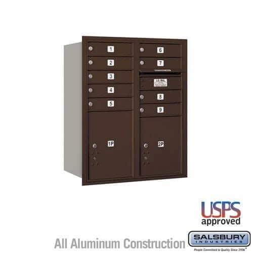 Salsbury Industries 4C Horizontal Mailbox with USPS Access — 10 Door High [9 Doors and 2 Parcel Lockers] 3710D-09ZRU 820996467997 YourLockerStore