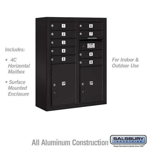 Salsbury Industries 4C Horizontal Mailbox with USPS Access — 10 Door High [9 Doors and 2 Parcel Lockers] 3810D-09BFU 820996626134 YourLockerStore