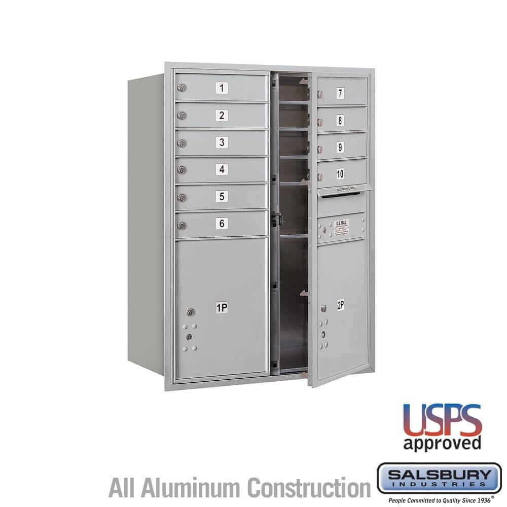 Salsbury Industries 4C Horizontal Mailbox with USPS Access — 11 Door High [10 Doors and 2 Parcel Lockers] 3711D-10AFU 820996466969 YourLockerStore
