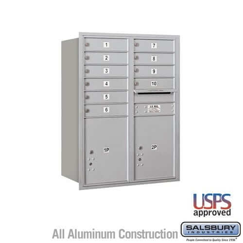 Salsbury Industries 4C Horizontal Mailbox with USPS Access — 11 Door High [10 Doors and 2 Parcel Lockers] 3711D-10ARU 820996467003 YourLockerStore