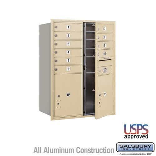 Salsbury Industries 4C Horizontal Mailbox with USPS Access — 11 Door High [10 Doors and 2 Parcel Lockers] 3711D-10SFU 820996466983 YourLockerStore