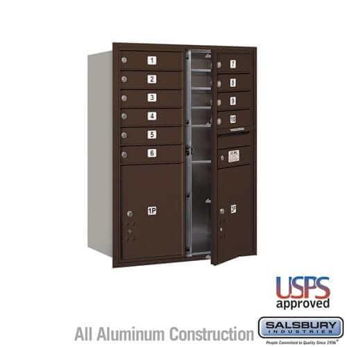 Salsbury Industries 4C Horizontal Mailbox with USPS Access — 11 Door High [10 Doors and 2 Parcel Lockers] 3711D-10ZFU 820996466990 YourLockerStore