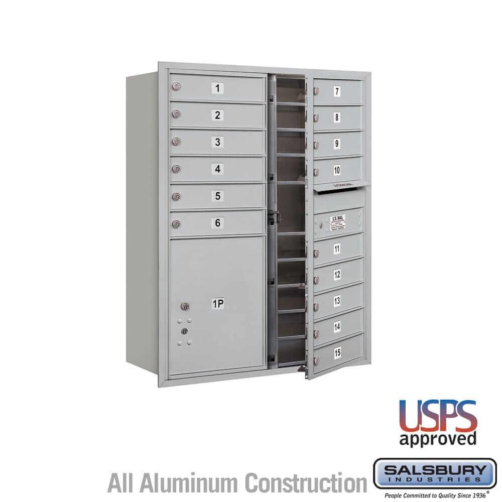 Salsbury Industries 4C Horizontal Mailbox with USPS Access — 11 Door High [15 Doors and 1 Parcel Locker] 3711D-15AFU 820996411334 YourLockerStore