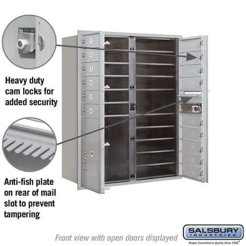 Salsbury Industries 4C Horizontal Mailbox with USPS Access — 11 Door High [15 Doors and 1 Parcel Locker] YourLockerStore