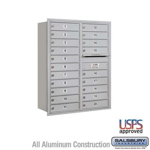 Salsbury Industries 4C Horizontal Mailbox with USPS Access — 11 Door High [20 Doors] 3711D-20ARU 820996411273 YourLockerStore