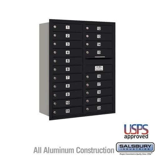 Salsbury Industries 4C Horizontal Mailbox with USPS Access — 11 Door High [20 Doors] 3711D-20BRU 820996624680 YourLockerStore