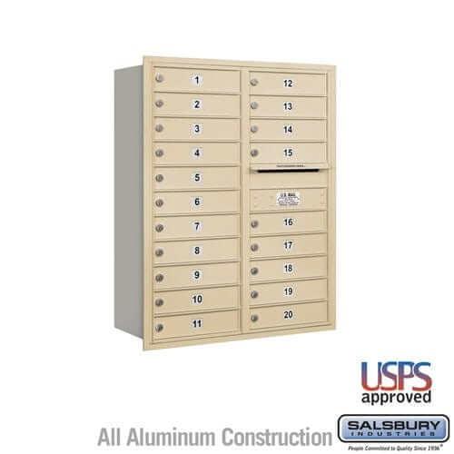 Salsbury Industries 4C Horizontal Mailbox with USPS Access — 11 Door High [20 Doors] 3711D-20SRU 820996414441 YourLockerStore