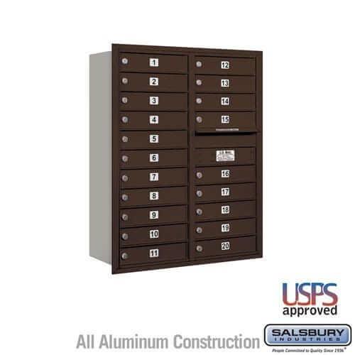 Salsbury Industries 4C Horizontal Mailbox with USPS Access — 11 Door High [20 Doors] 3711D-20ZRU 820996412317 YourLockerStore