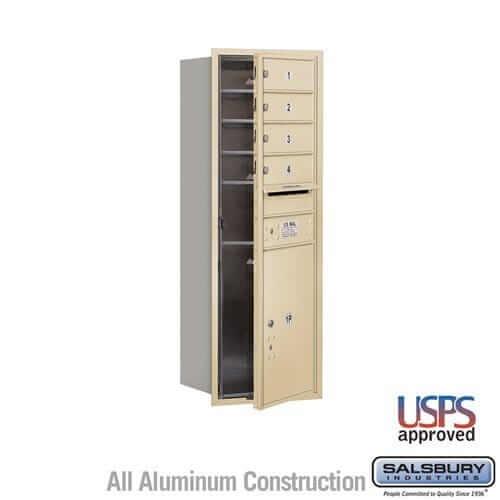 Salsbury Industries 4C Horizontal Mailbox with USPS Access — 11 Door High [4 Doors and 1 Parcel Locker] 3711S-04SFU 820996414427 YourLockerStore