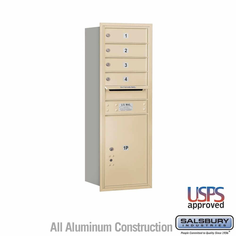 Salsbury Industries 4C Horizontal Mailbox with USPS Access — 11 Door High [4 Doors and 1 Parcel Locker] 3711S-04SRU 820996414403 YourLockerStore